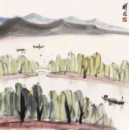 林曦明 柳湖春色 镜心